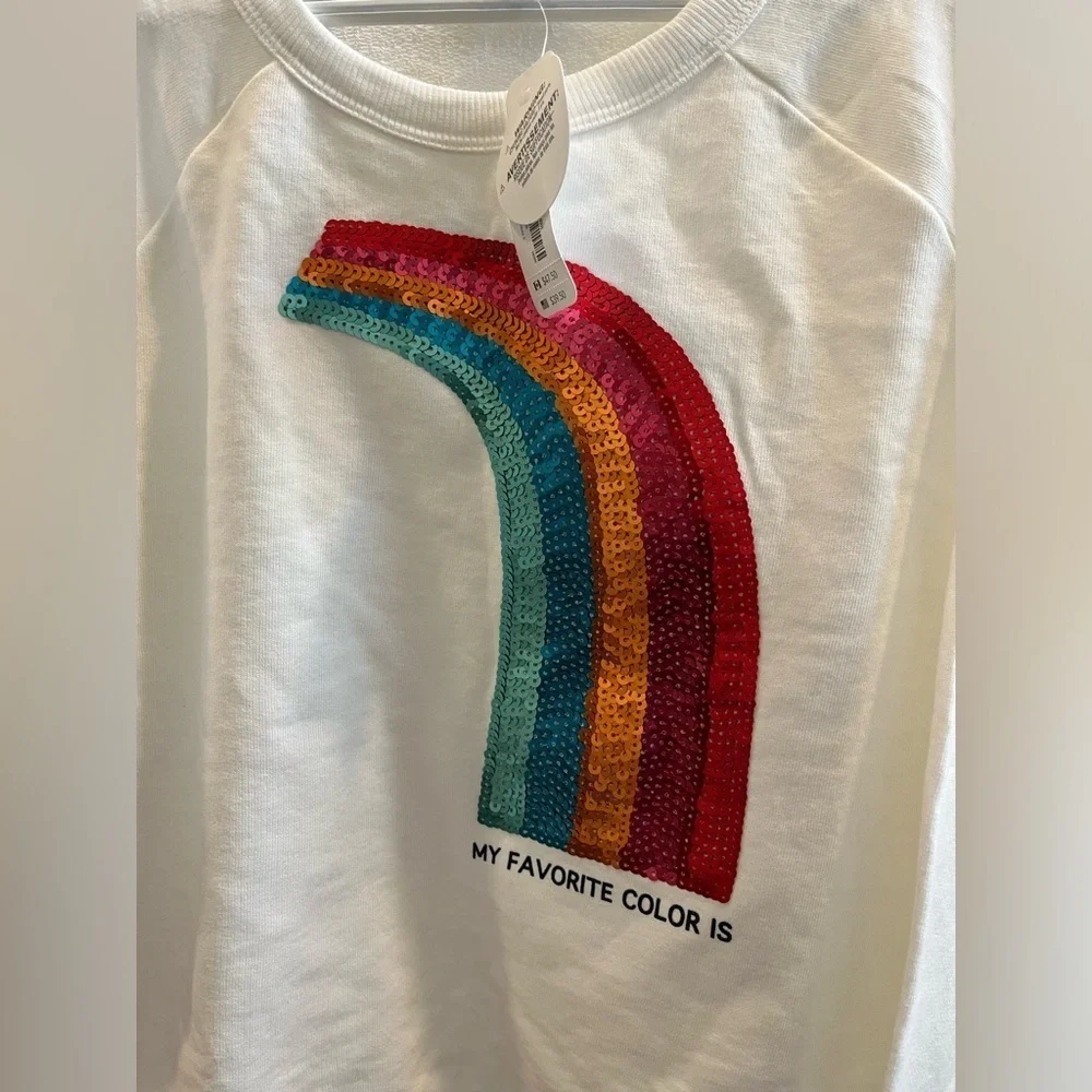 Gymboree size L (10-12) white sweatshirt with rainbow, NWT